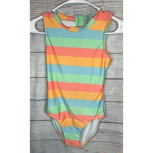 Art Class Pastel Swimsuit, Girls Sz 14 Large One Piece, Orange Melon Green Blue